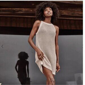 Summersalt Crochet High Neck Dress / Swim Cover Up Open Knit Natural